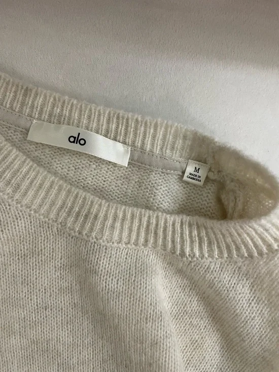 ALO Yoga NWT Unisex Wool Cashmere New Class Crewneck Sweater Bone Heather Size M - Picture 12 of 12